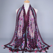 2017 мода горячие продажа мерсеризованный хлопок шаль шарф цифровая печать индивидуальный дизайн старинные белье шарф